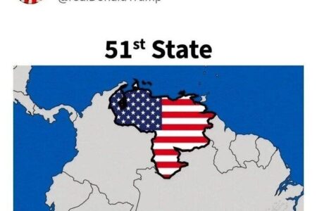 ماجراجویی جدید ترامپ؛ انتشار نقشه جغرافیایی ونزوئلا با پرچم آمریکا