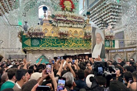 پیکر آیت‌الله العظمی محمد اسحاق فیاض در کاظمین و کربلا تشییع شد