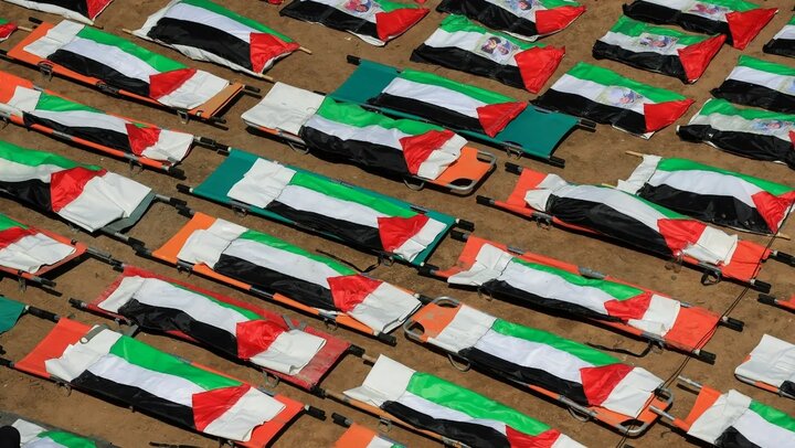 غزه در سوگ ۱۱۲ شهید یک خانواده؛ بزرگ‌ترین مراسم تشییع از آغاز جنگ