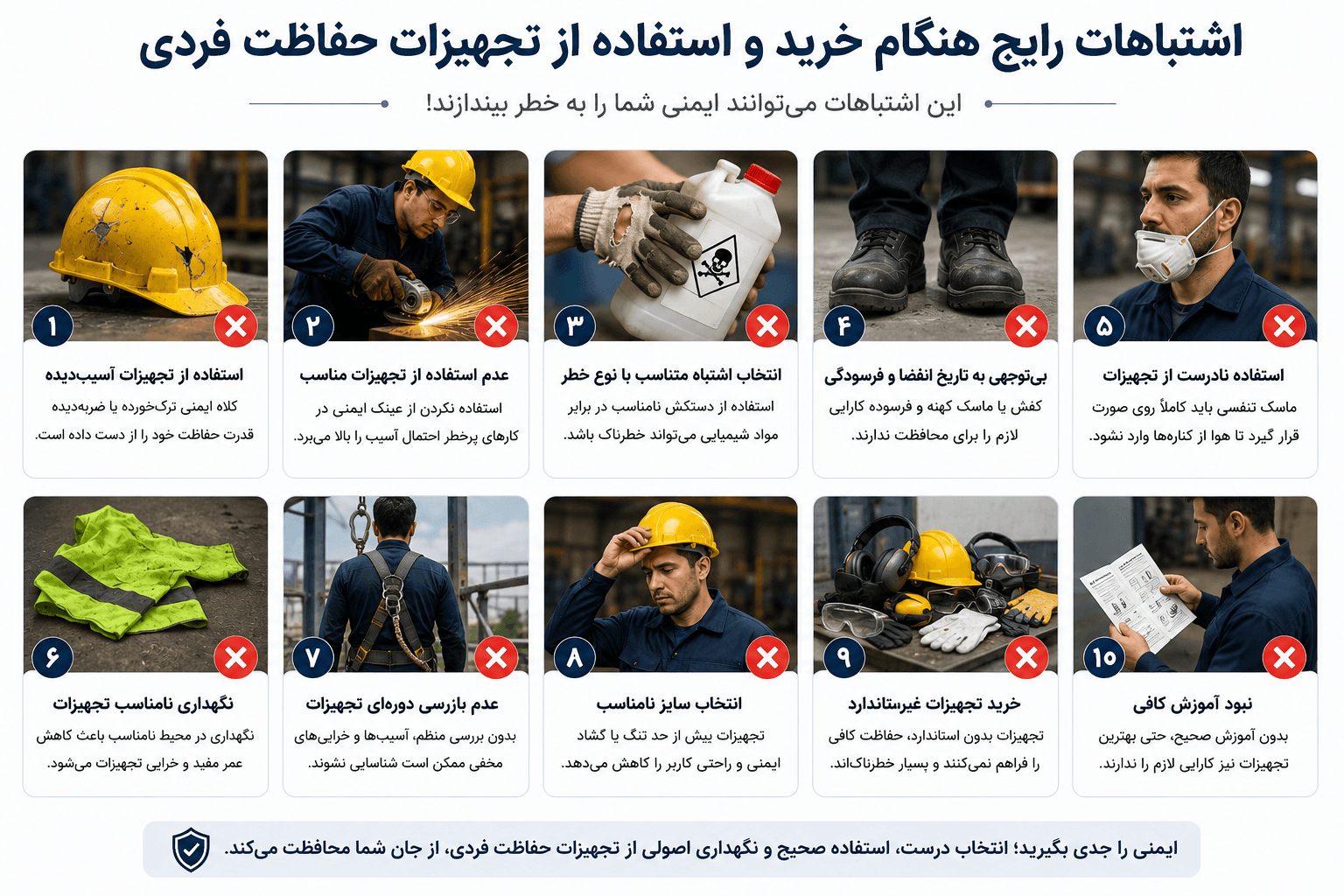 لیست تجهیزات حفاظت فردی مورد تایید اداره کار؛ راهنمای کامل انتخاب تجهیزات حفاظت فردی استان